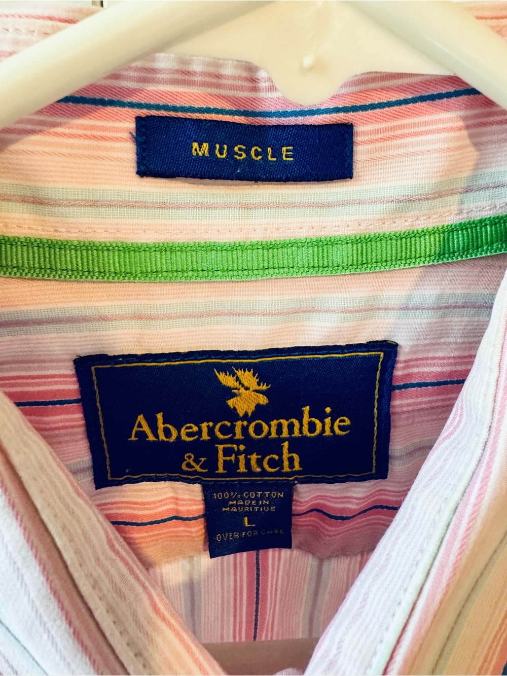 Abercrombie & Fitch Pink and White Striped Button-Up